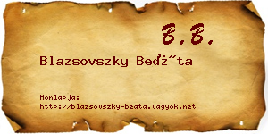 Blazsovszky Beáta névjegykártya