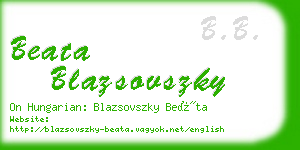 beata blazsovszky business card